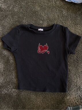 Garage Baby Tee With Embellished Heart